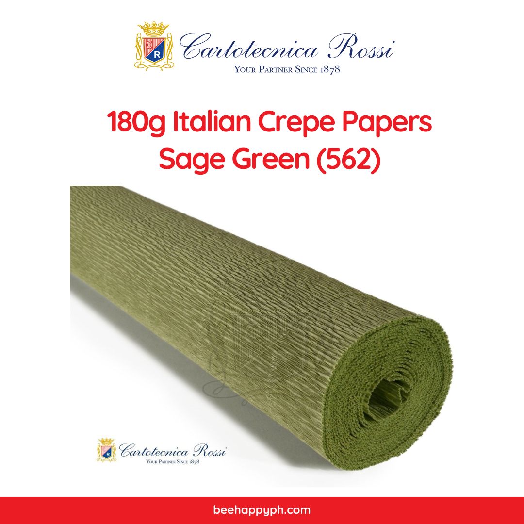 Cartotecnica Rossi Crepe Papers 180g (Green Shades) Full Roll Premium Italian Crepe Papers