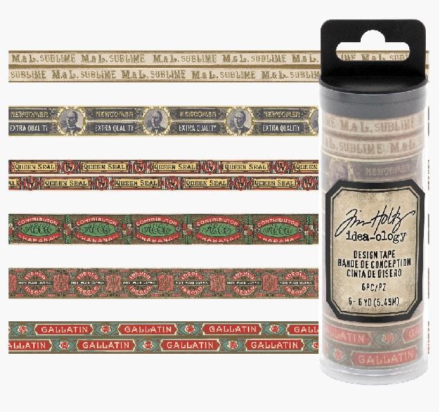 Tim Holtz Humidor Design Washi Tape Set Idea-Ology - 6 Rolls