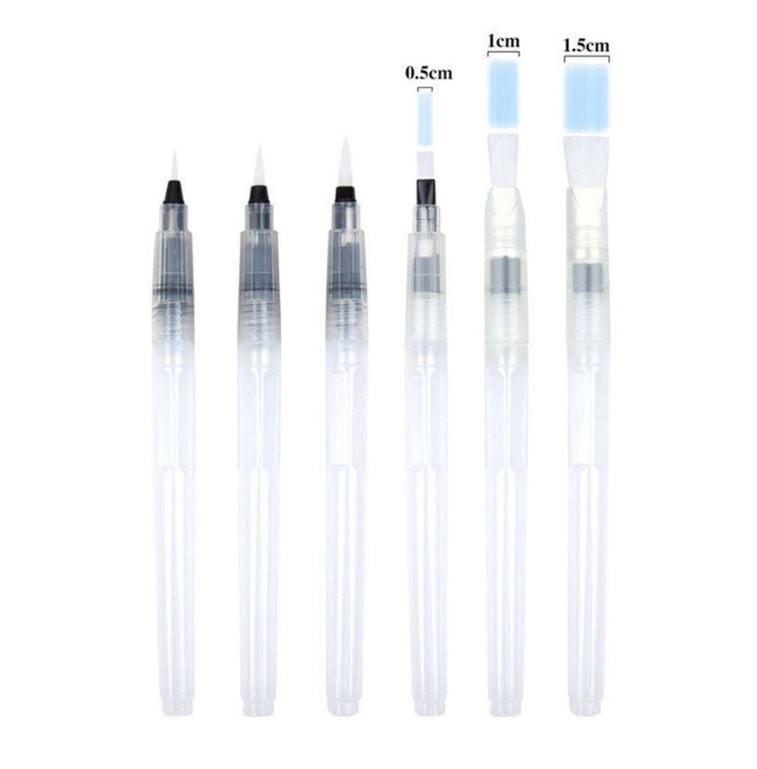 Water Brush Pens Flat and Round Set of 6 - 185mm