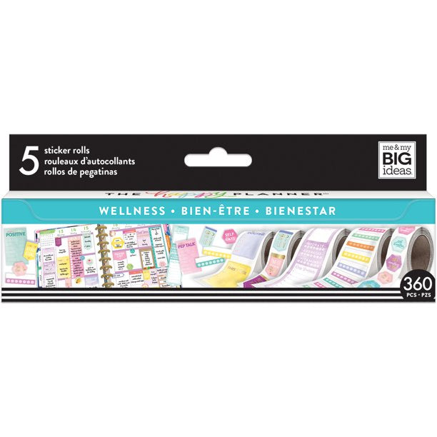 Wellness Sticker Rolls Happy Planner MAMBI - 5 Rolls (360 pcs)