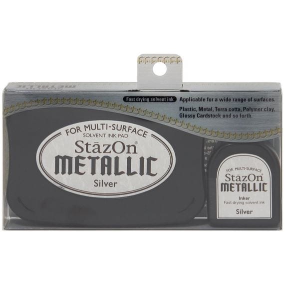 StazOn Metallic Silver Metallic Ink Kit